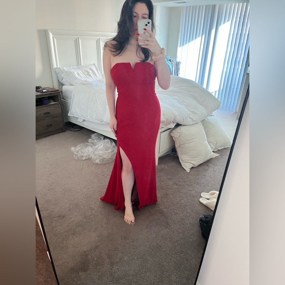 Aqua Red Strapless Gown size 8